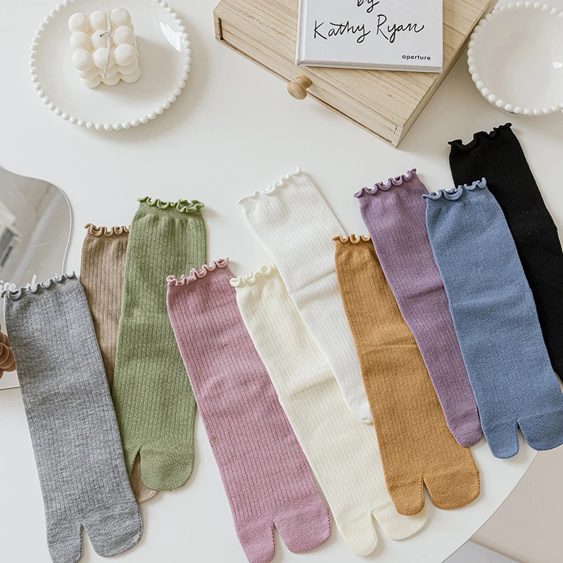 Chaussettes Parker fendues en coton unisexe, chaussettes simples et confortables à deux doigts, chaussettes japonaises Harajuku, chaussettes Tabi pour hommes et femmes, haute qualité