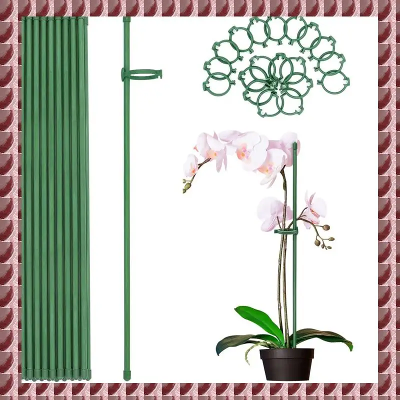 

Plant Stakes Green Adjustable Garden Single Stem Plant Support Stakes,19Pcs Plant Support Sticks With Rings For Indoor