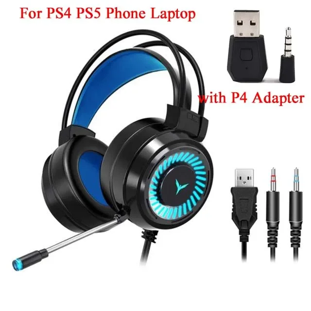 G58 Gaming Headset 7.1 4D Stereo Surround Sound Over Ear Wired Headphone with Microphone 7 Color RGB for PS4/PS5/PC/Xbox