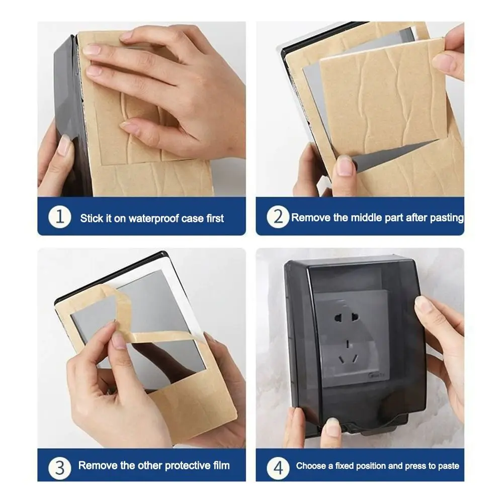 86 Type Switch Protective Cover Waterproof Self-Adhesive Electric Plug Cover Power Outlet Splash-Proof Socket Protector for Home