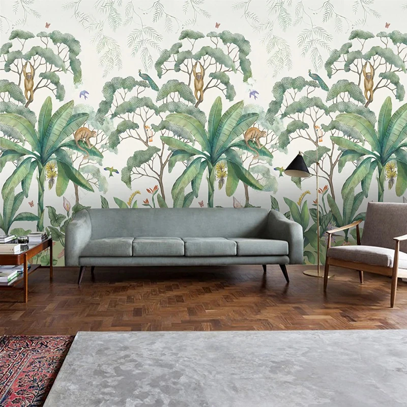 European Retro Hand-painted Pastoral Rainforest Wall Mural for Bedroom Living Room TV Sofa Background Custom 3D Photo Home Decor