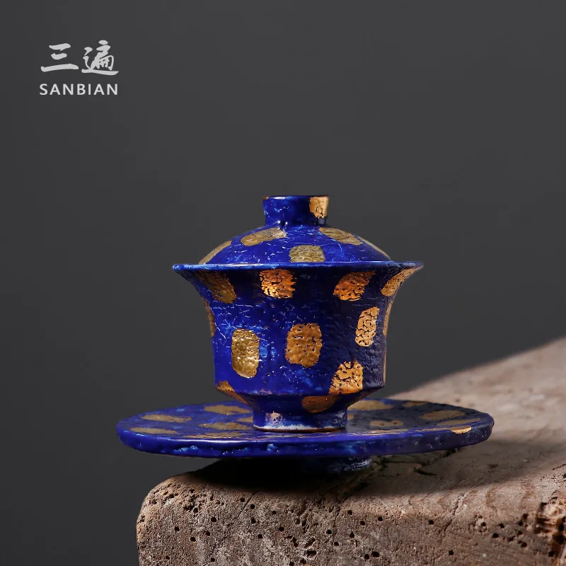 Three Time Huang Ronghua Handmade Bowl With Ancient Style, Simple Pottery, Tea Making Bowl, Minimalist Sancai Zen Style