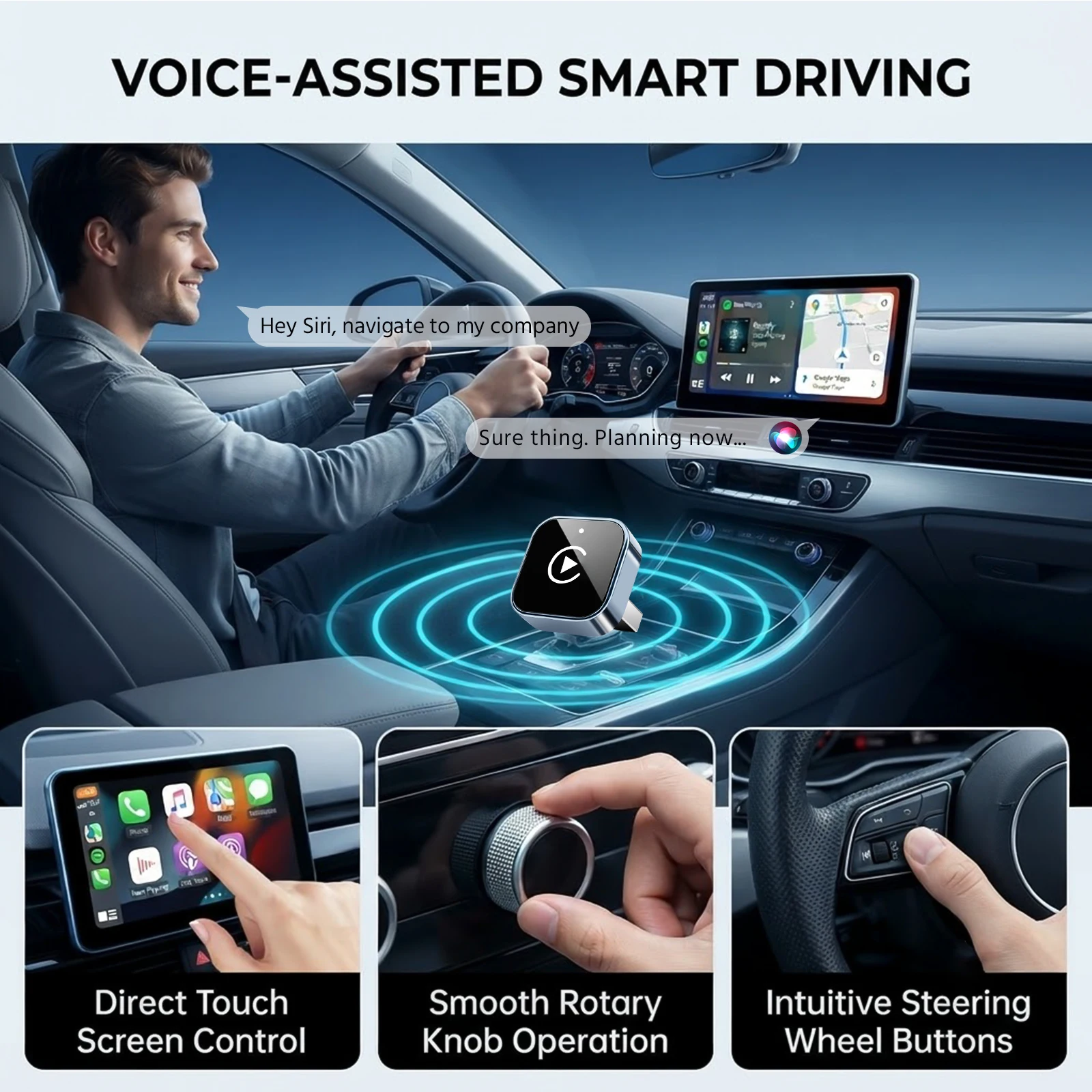 2026 Kabelloser CarPlay-Adapter, verbesserte Mini-Größe, schnelle automatische Verbindung, stabile Verbindung für iPhone- und Android-Geräte – Detail 5