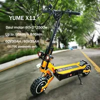 2024 EU YUME X11 Powerful Motor 6000W60v30AH Off-road Tyres Folding Adult Electric Scooter Dual Drive LCD Meter Steering Damper