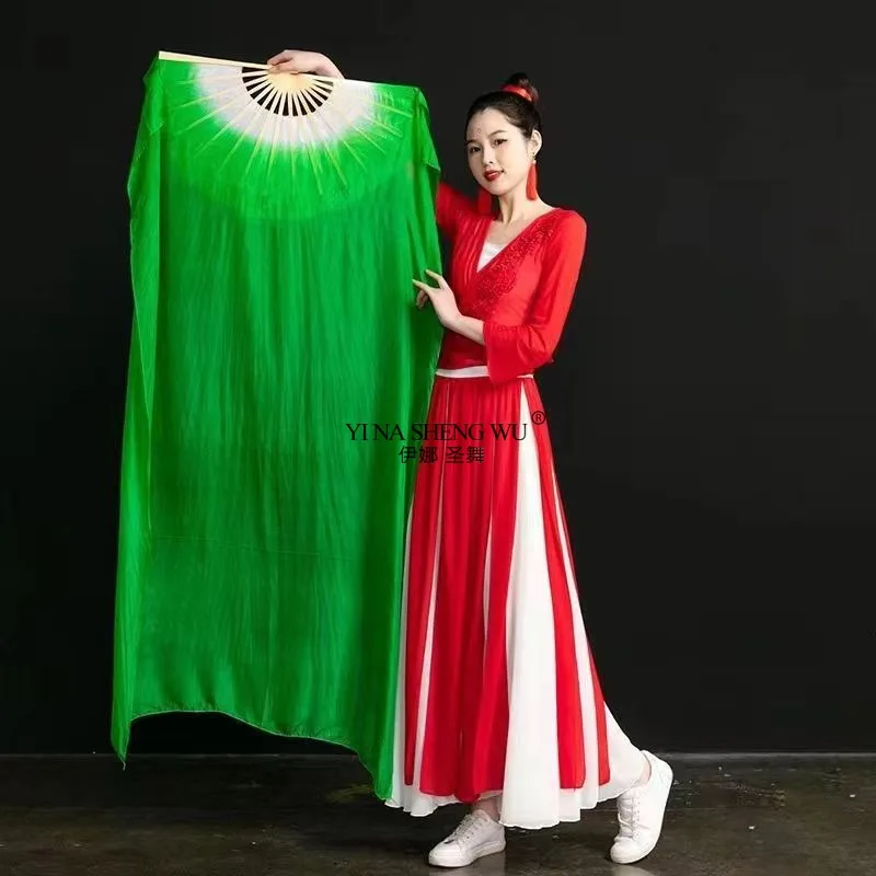 Aangepaste 1 stuk Rechterhand Imitatie Zijde 13 Bomboo Buikdans Fan Chinese Dans Lange Zijden Fan 180 cm/150 cm/120 cm Bamboe Fan