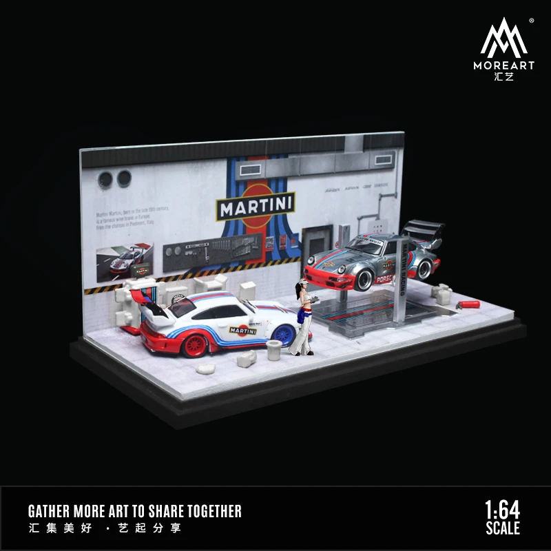 TIME MICRO MoreArt1:64 Diorama AutoMobile Repair Workshop PinkPig Martini Models