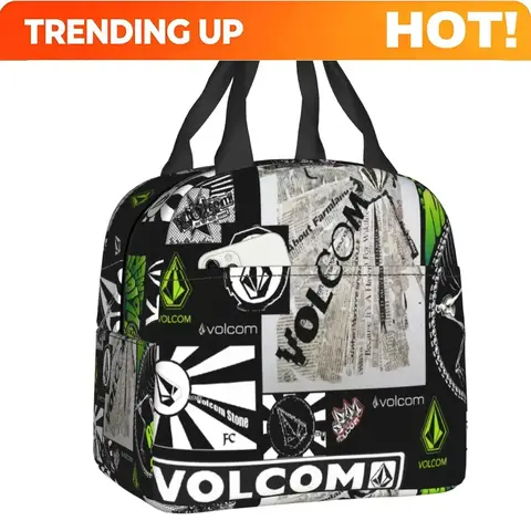 Custom Bag Custom Custom Volcoms Symbol Portable Lunch Boxes For Women Leakproof Cooler Thermal Food Insulated Lunch Bag Office