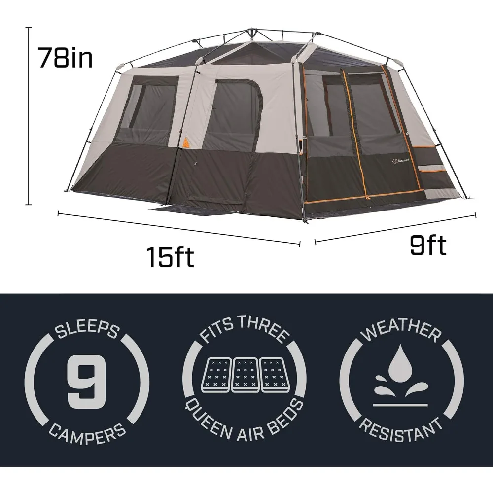 Instant Tent for Family Camping, 9 Person Shield Series, Instant Tents, Cabin Design, Perfect for 3 Seasons, Hunting