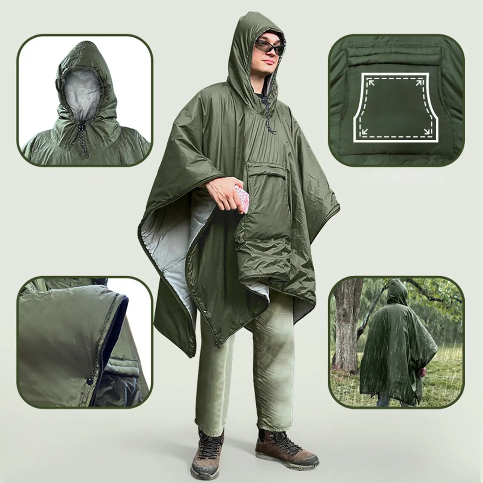 

Waterproof Wearable Sleeping Bag Windproof Outdoor Poncho for Mountaineering Adventure Hiking Excursion Women Men Adults