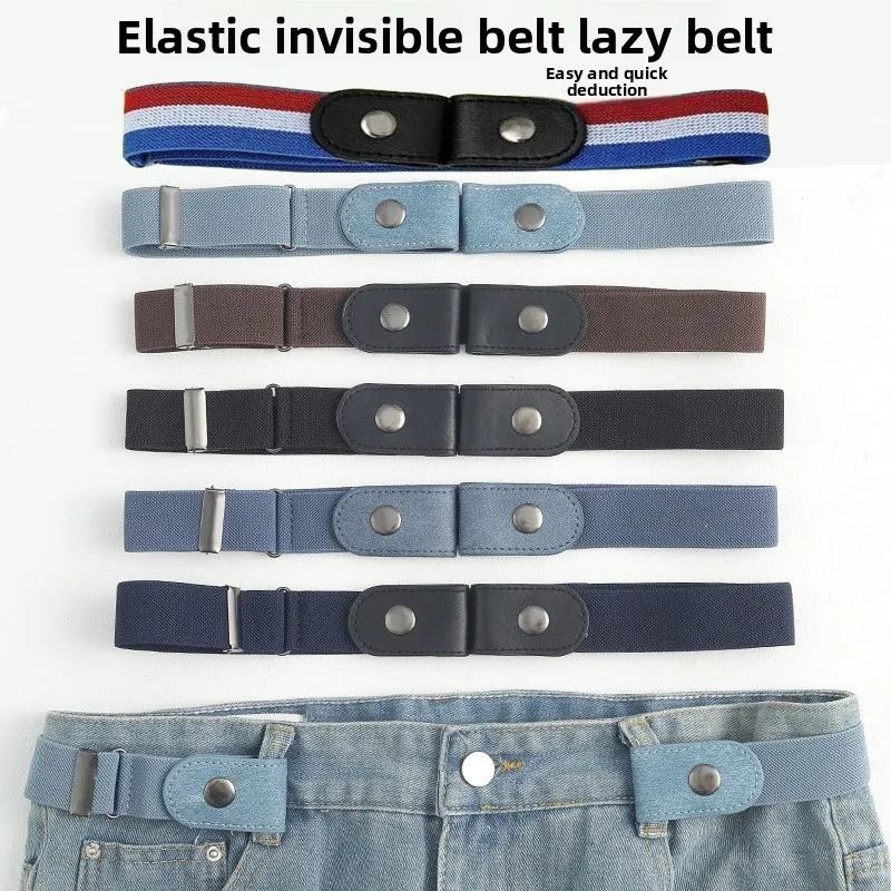 Niewidoczny, regulowany, elastyczny pasek unisex, rozciągliwy, bez odcisków, z japońską klamrą, lekki, oddychający, do jeansów i spodni