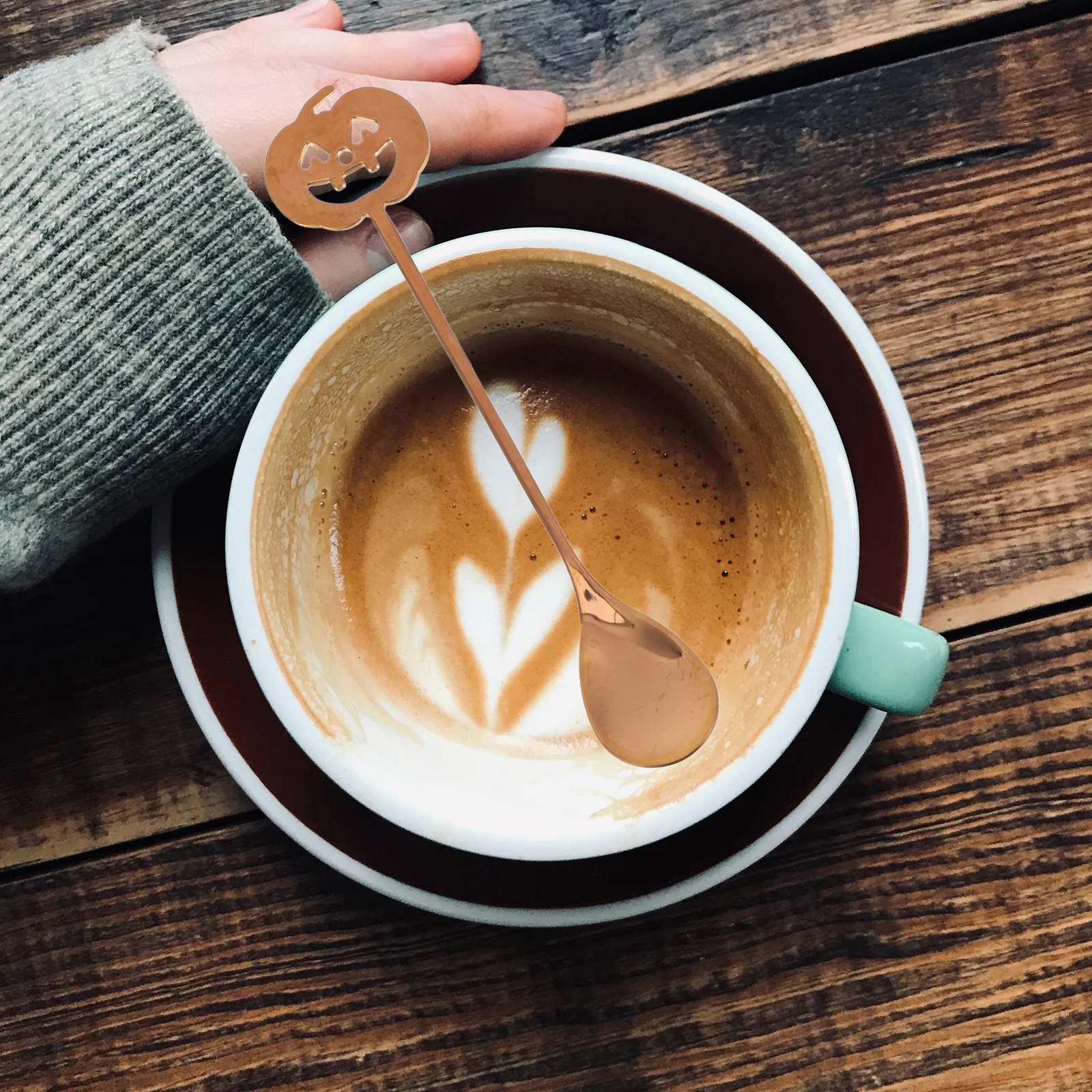 

Stainless Steel Pumpkin Shaped Spoon Halloween Dessert Coffee Stirring Tasting Cutlery Home Decoration Rose Golden