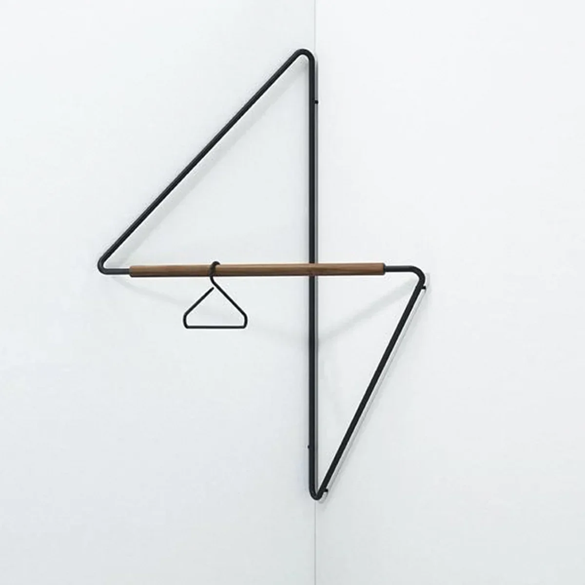 Wrought Iron Hanger for Corner, Wooden Coat Rack, Creative Modern Minimalist Style