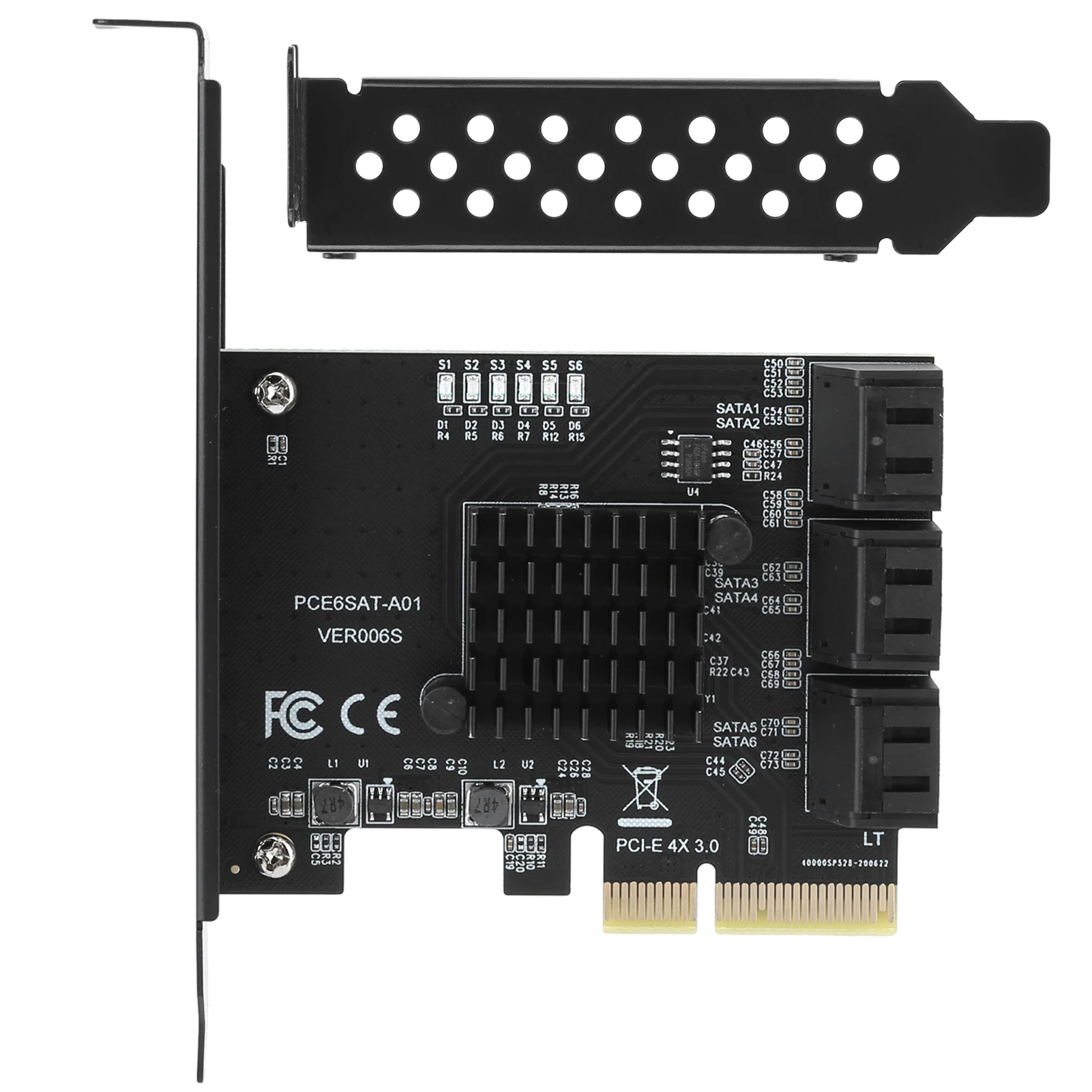 

Expansion Card PCIE to 6‑Port SATA3.0 Hard Disk 6G PCI‑E3.0 GEN3 4X Interface Hub Adapter