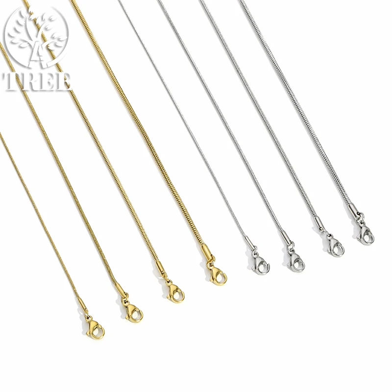 Women's 18K Gold 925 Sterling Silver Snake Chains Necklace Men's 1mm 2mm 3mm Chains Jewelry 16/18/20/22/24/26/28/30 inches Chain