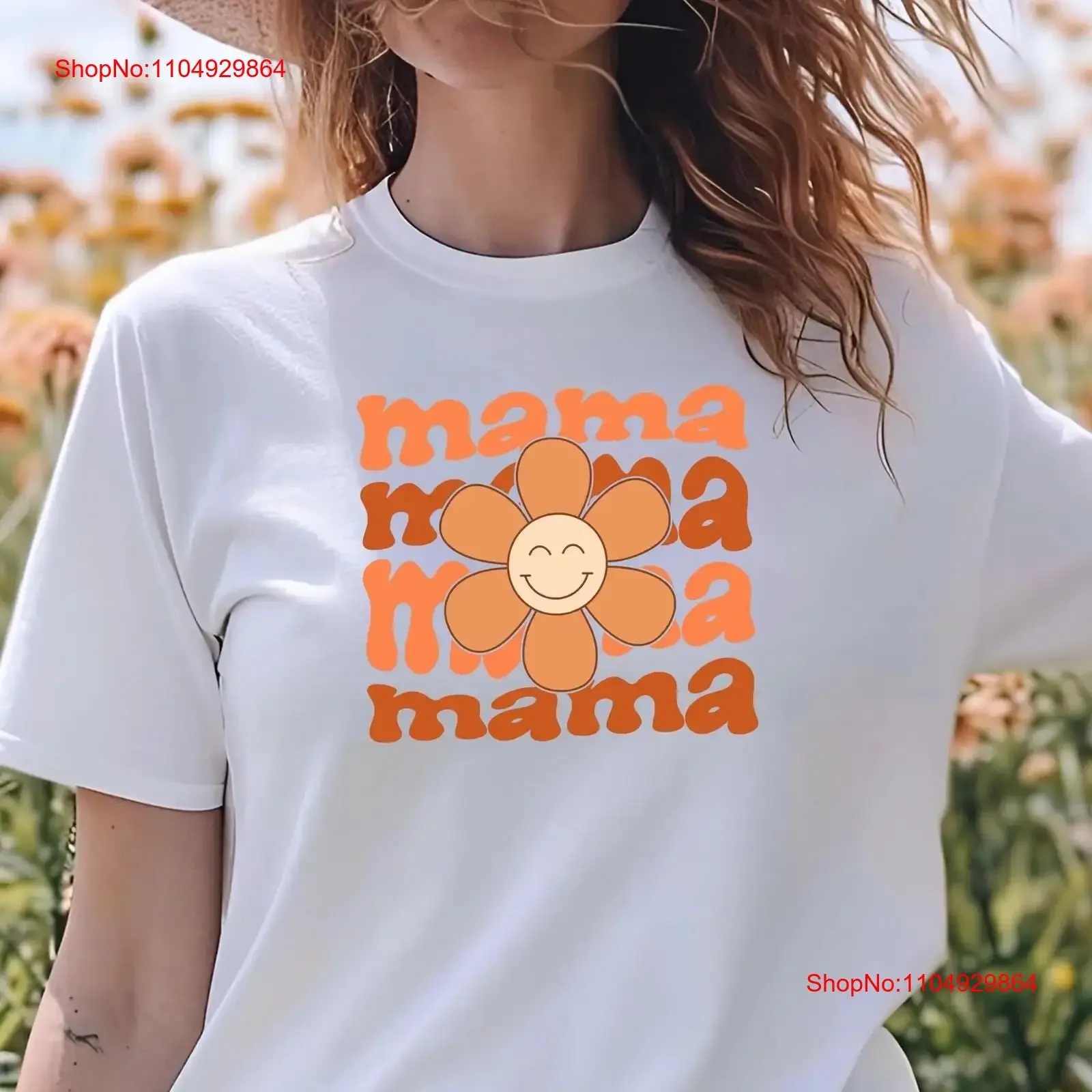 

Футболка «Мама» в стиле ретро с цветочным принтом «Мама от детей» с цветочным узором для женщин, новый винтажный стильный растянутый модный унисекс, слегка стильный универсальный