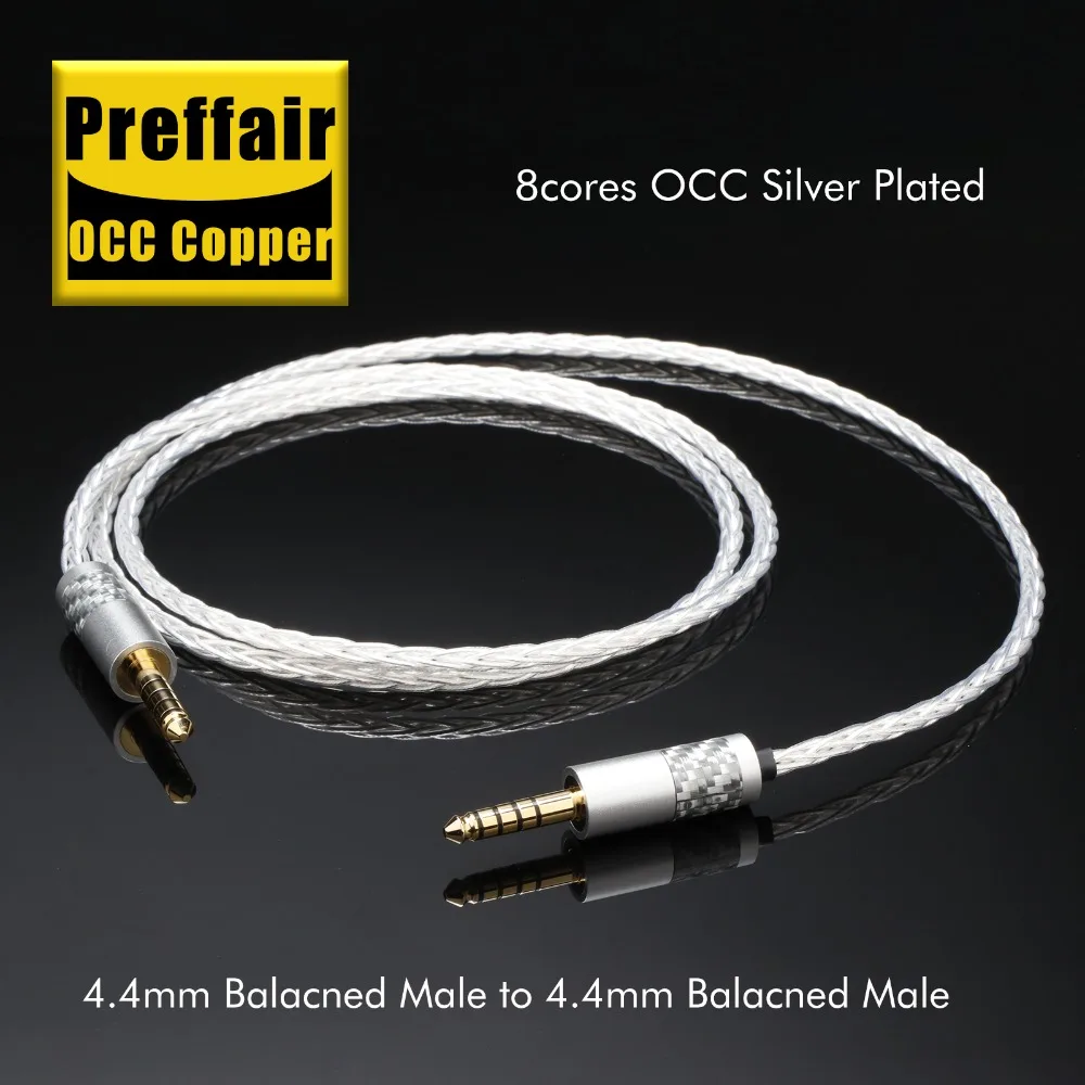 

4.4mm to 4.4mm balanced male earphone cable occ silver plated 8core twisted audio adapter cable for cd players headphone