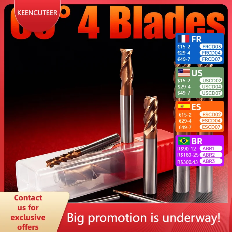 

HRC60 tungsten steel milling cutter 4 flutes end milling cutter extended hard alloy flat bottom milling cutter