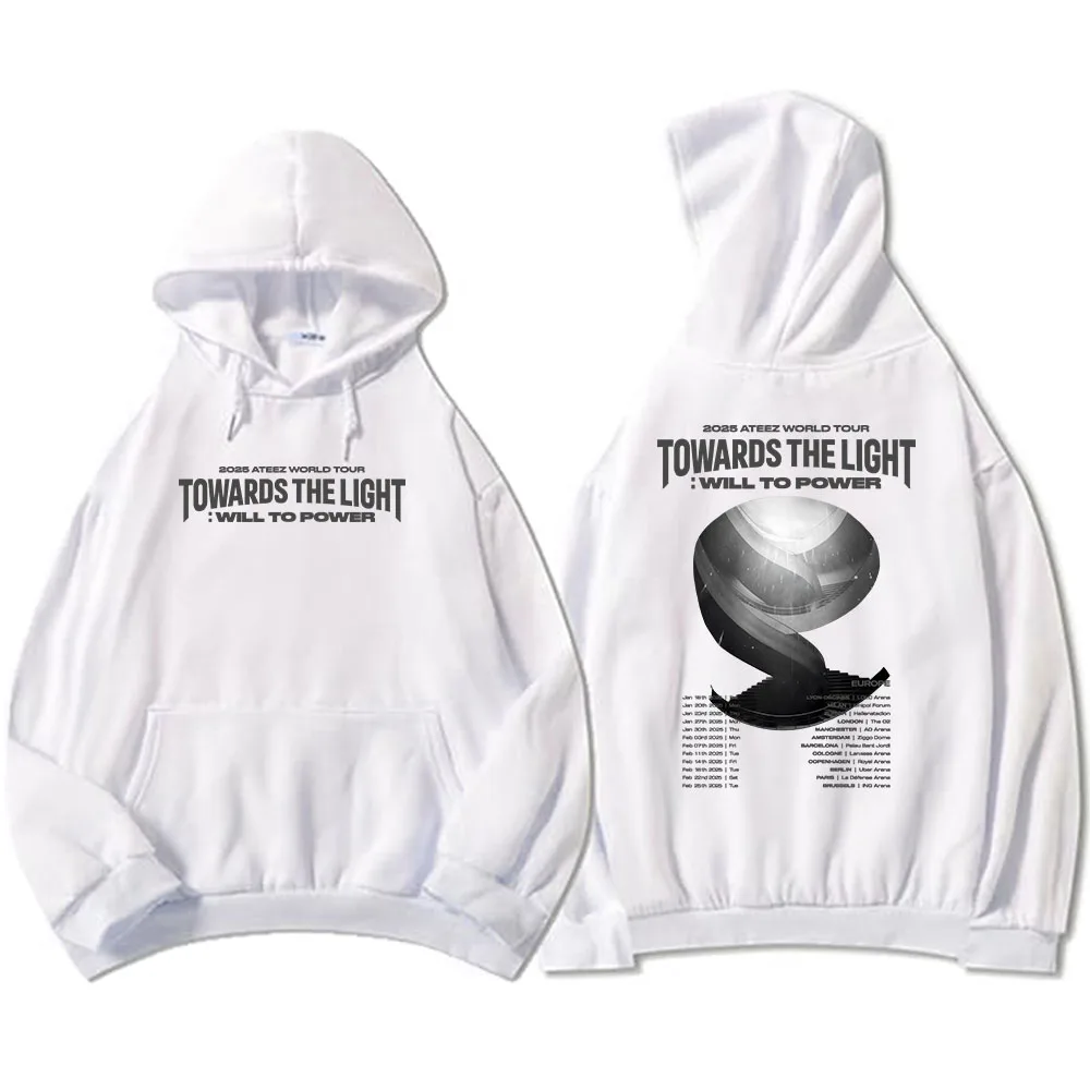 2025 Ateezz World Tour Towards The Light Will To Power Hoodie Winter Hooded Fashion Graphic Sweatshirt Hip Hop Unisex Streetwear