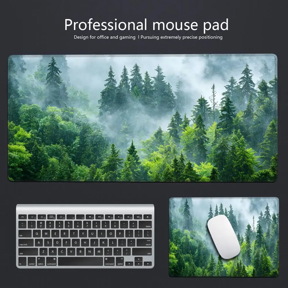 

HYBXAXC Mouse Pad Gamer Computer New Home XXL Keyboard Pad Foggy Green Forest Gamer Carpet Natural Rubber Anti-slip Mouse Mat
