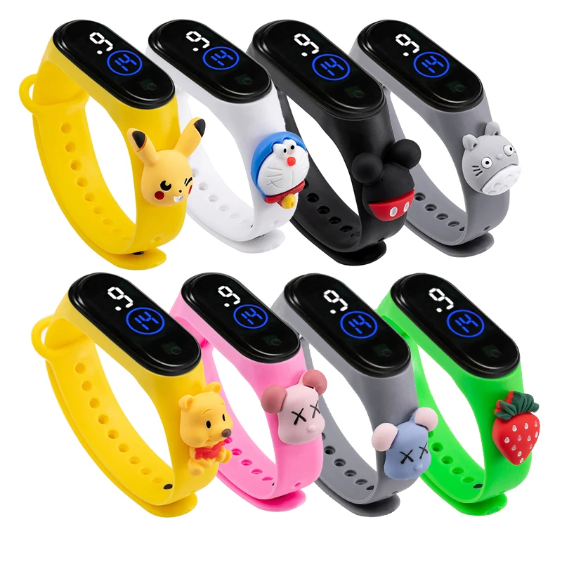 50Pcs/Lot Fashion Children Cartoon Watches For Girls Electronic Bracelet Sports Touch LED Kids Watch Women Waterproof Clock Gift