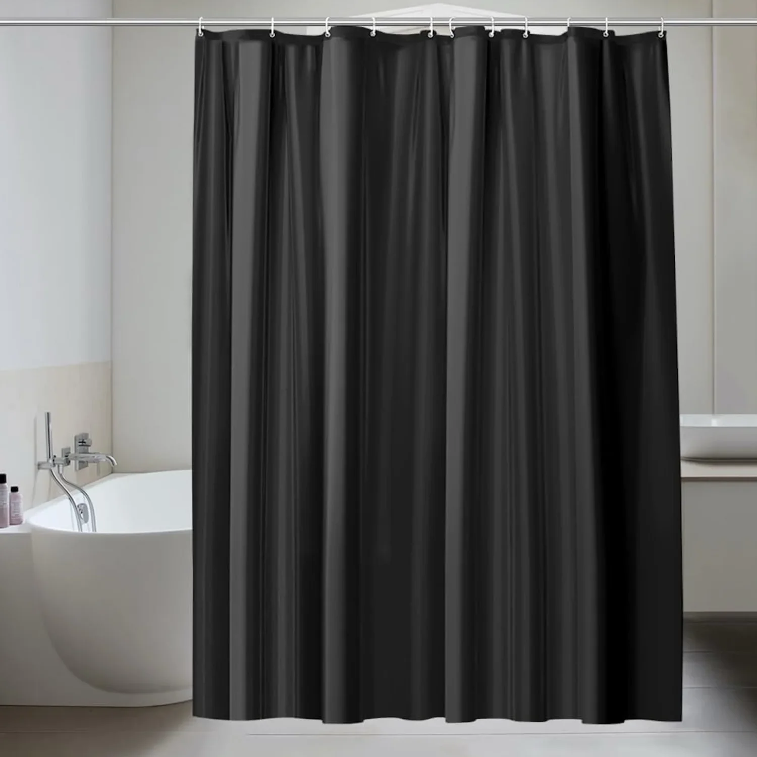 Wasserdichter Duschvorhang für Badewanne 180x180cm, Duschvorhang mit Magneten, Schimmelresistenter Kunststoff-Duschvorhang
