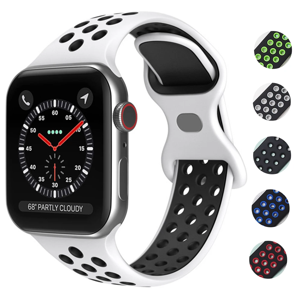 Silicone Strap for Apple Watch Ultra 2 49mm 46mm 45mm 38mm 40mm 44mm Sport Bracelet for iWatch Series 10 9 8 7 6 SE 5 4 3 Band