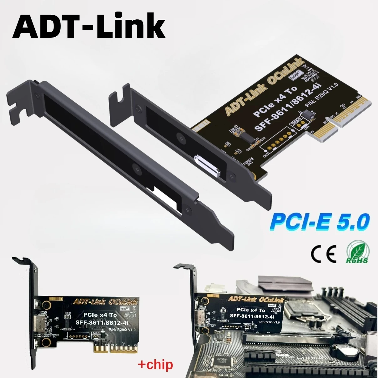 

Новый внешний адаптер PCIe X4 5.0 OCuLink PCI-e к SFF 8611 + чип PCI Express 4x к SFF-8612, адаптер карты расширения, преобразуйте карту