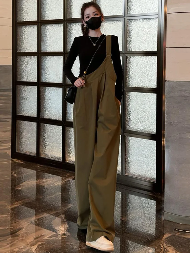 Faionable-Conjunto de mono largo Sve para mujer, novedad de Otoño de 2025, corte holgado informal, cintura alta, algodón, antiarrugas