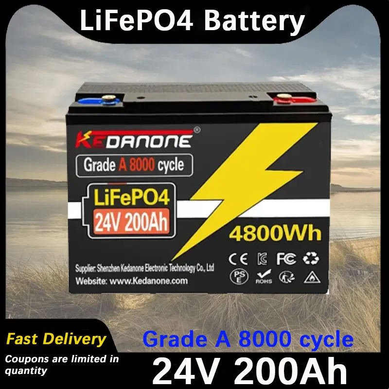 

24V 200Ah LiFePO4Battery Built-in BMS 32700 RV Rechargeable Lithium Iron Phosphate Solar Power System RV House Trolling Moto