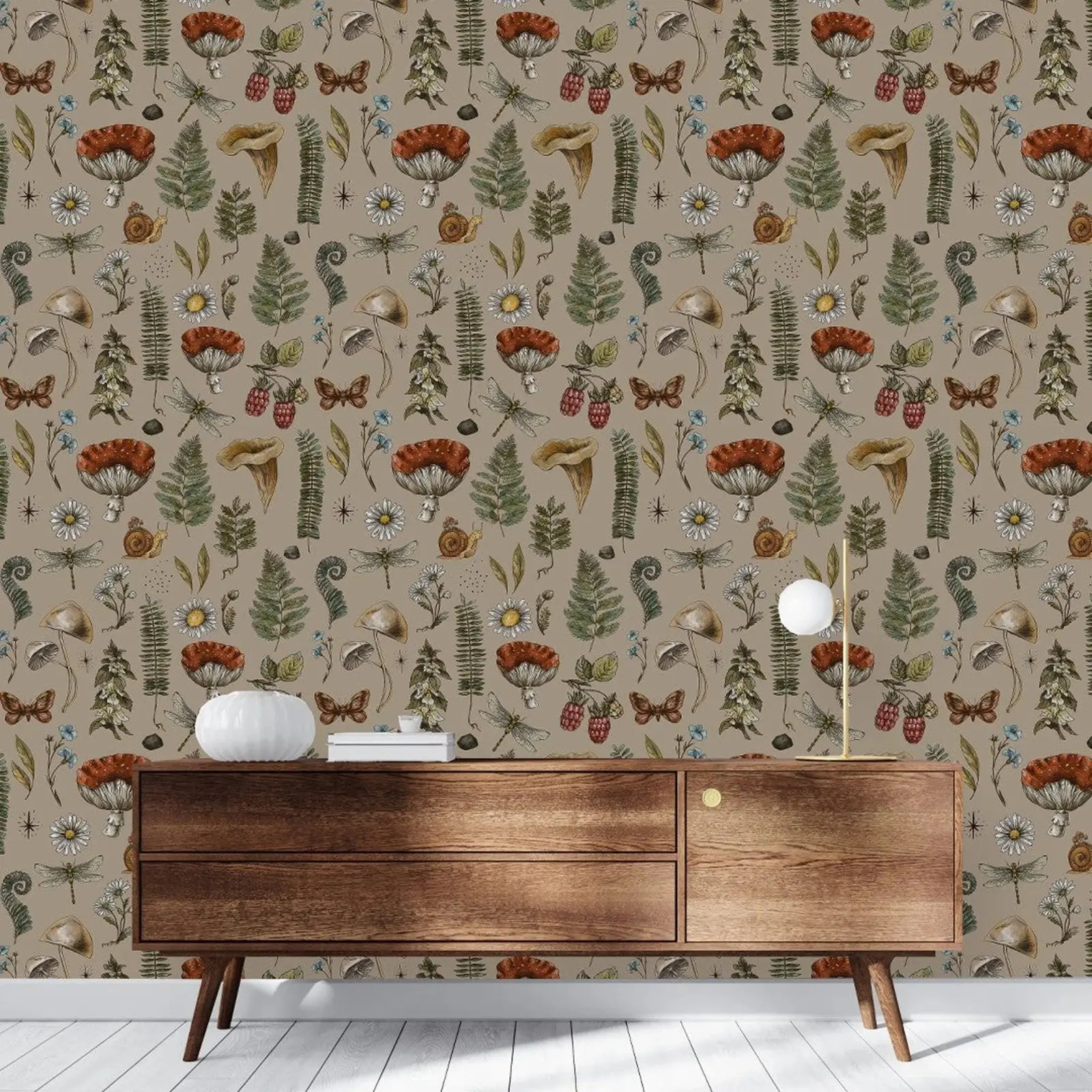 Rustic Nature  Wallpaper Self Adhesive ,Vintage Style Illustrations Of Forest Elements Decorations For Home,Wall Adhesive Paper