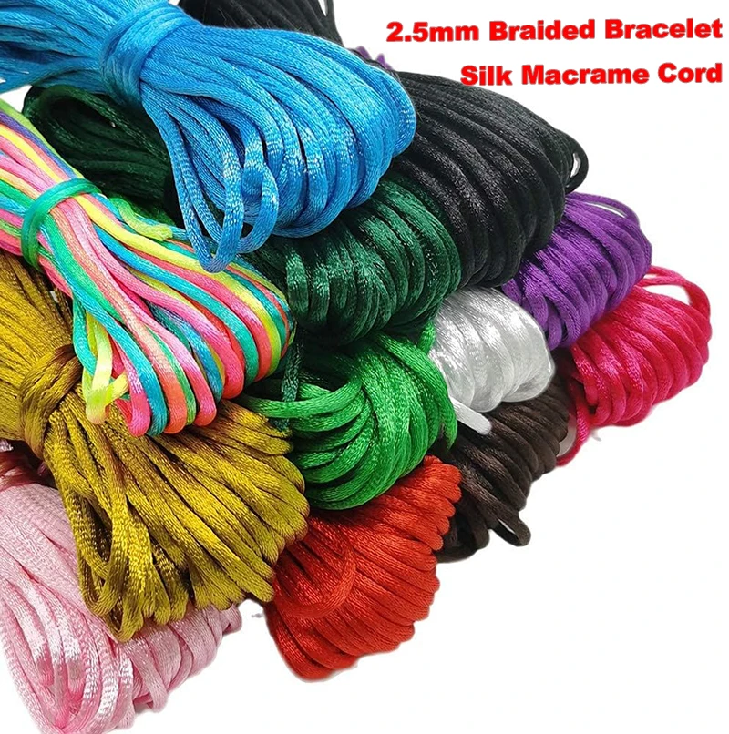 20M/lot 2.5mm Braided Bracelet String Silk Macrame Cord Rope Thread Chinese Knot Rope DIY Jewelery Bracelets Making Findings