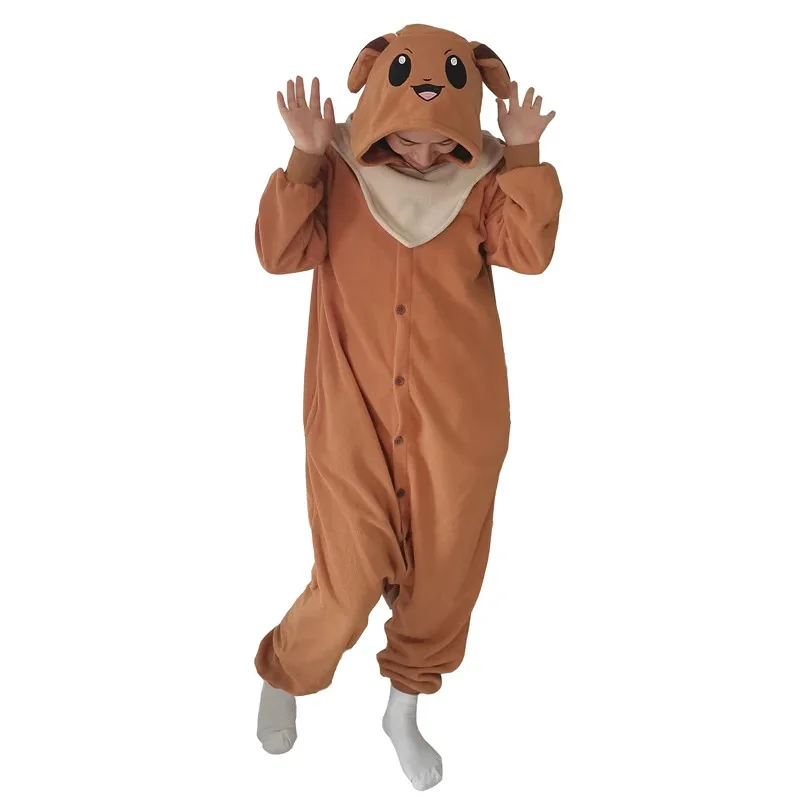 2025 Eevee Onesies Baru Kostum Cosplay Halloween untuk Dewasa Wanita Piyama Pijamas Kigurumis Natal Pria Musim Dingin Pakaian Rumah ☆ wrl ☆