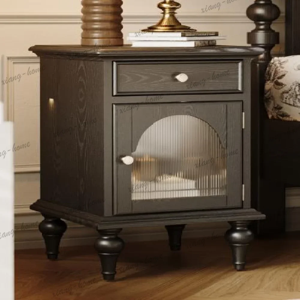 Factory Direct Victorian Style Solid Wood End Table One Drawer Retro Bedside Cabinet Antique Nightstand For Bedroom Storage
