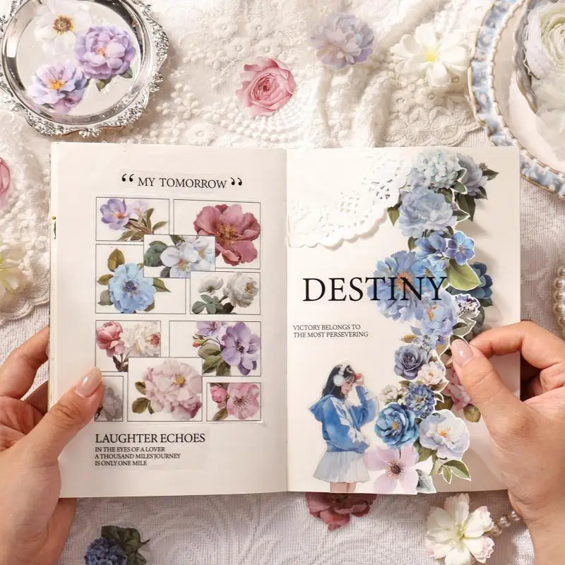 100pcs/set New Colorful Plants Flower Style Sticker Book Collection Handbooks Notebooks Decorative Stickers Christmas Gift