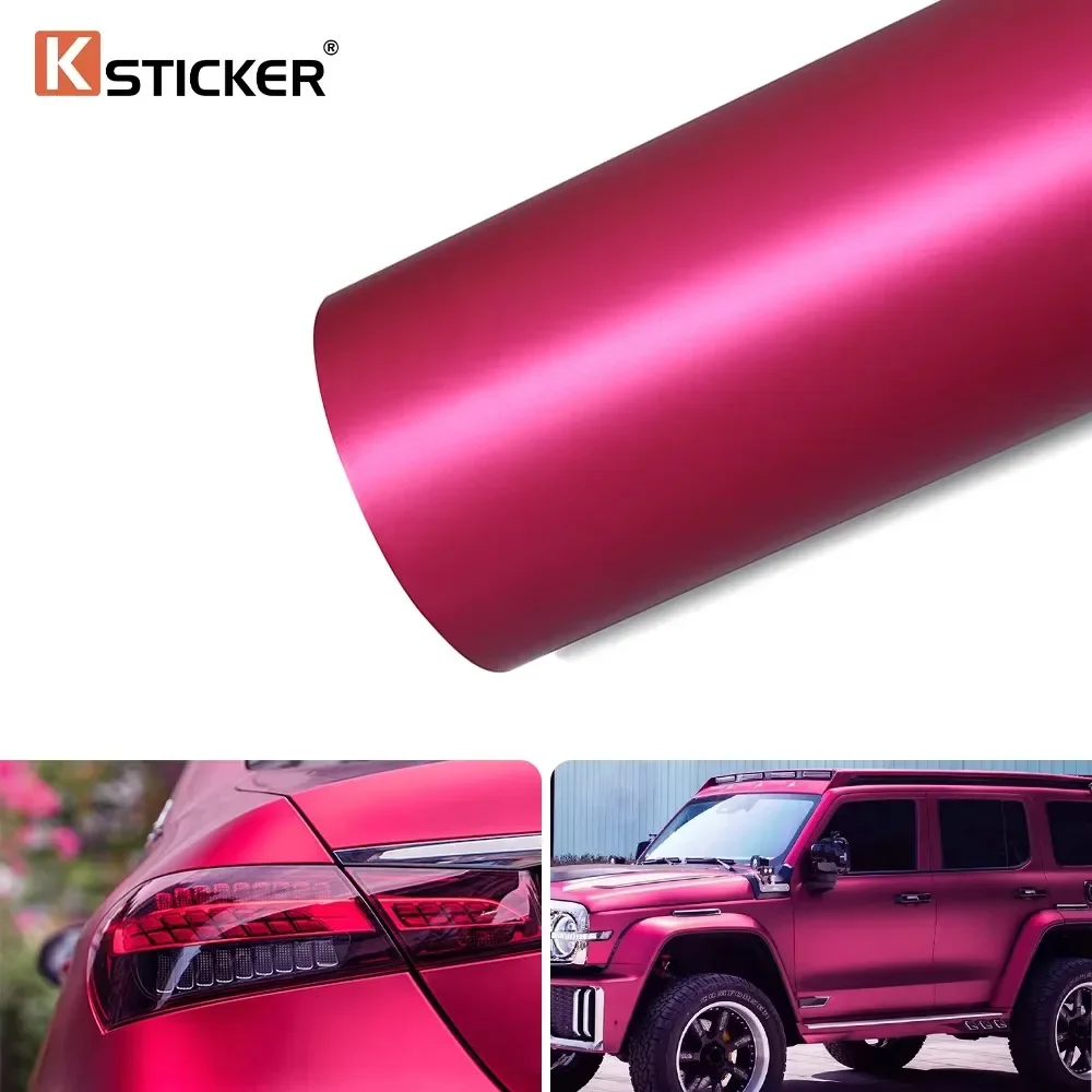 

Car Wrap Color Ultra Matte Rose Red Vinyl Wrapping Car Bonnet Ice Film Matte Satin Decal Vehicle Waterproof Sheet Body Sticker