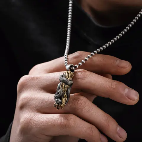 COPPERTIST.WU Python Capsule Pendant Snake Urn Necklace, Capsule Jewelry Keepsake Charm for Men Women