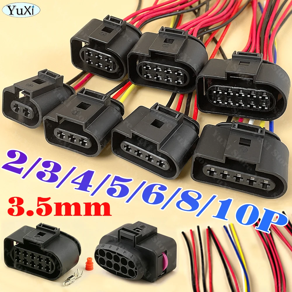 

1-6pcs 3.5mm Auto Lgnition Coil Waterproof Connector Female Car Horn Sensor Plug With Cable 2/3/4/5/6/8/10 Pin 1J0973722
