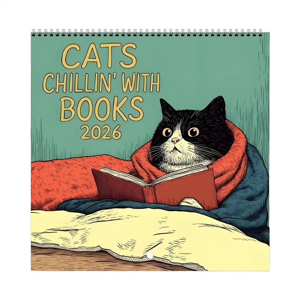 

Новейший настенный календарь 2026 на 12 месяцев, подвесной дизайн с кошками, семейный органайзер-планировщик для спальни, домашнего офиса, декор