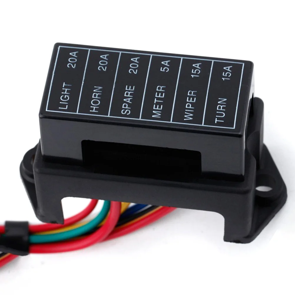 

6-Way 2-Input Fuse Holder Standard Circuit Fuse Board with 15cm Wire For Car Boat Marine Truck (Fuse Not Included)