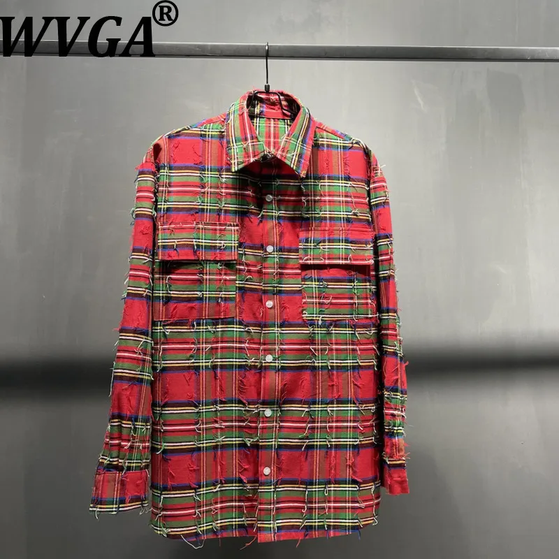 

WVGA осень-зима новый мужской прилив High Street плед модные рубашки с длинными рукавами нишевые шикарные повседневные топы с отложным воротником Ins W13584