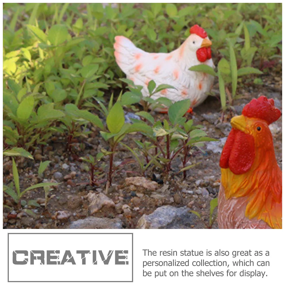 

Resin Hen Statue Bright Color Farm Animal Decor for Garden Home Desktop Shelf Display Indoor Outdoor Decoration Resin Animal