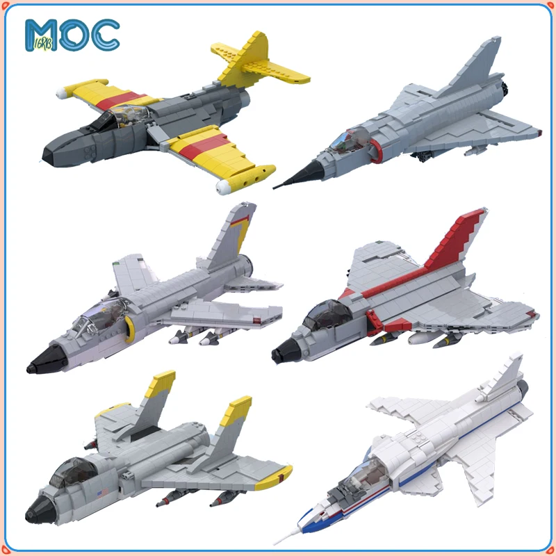 Military Series Grumman Dassault Mirage Vought Cutlass Fighter Bricks Moc Build Blocks DIY Model Toy Birthday Christmas Gift