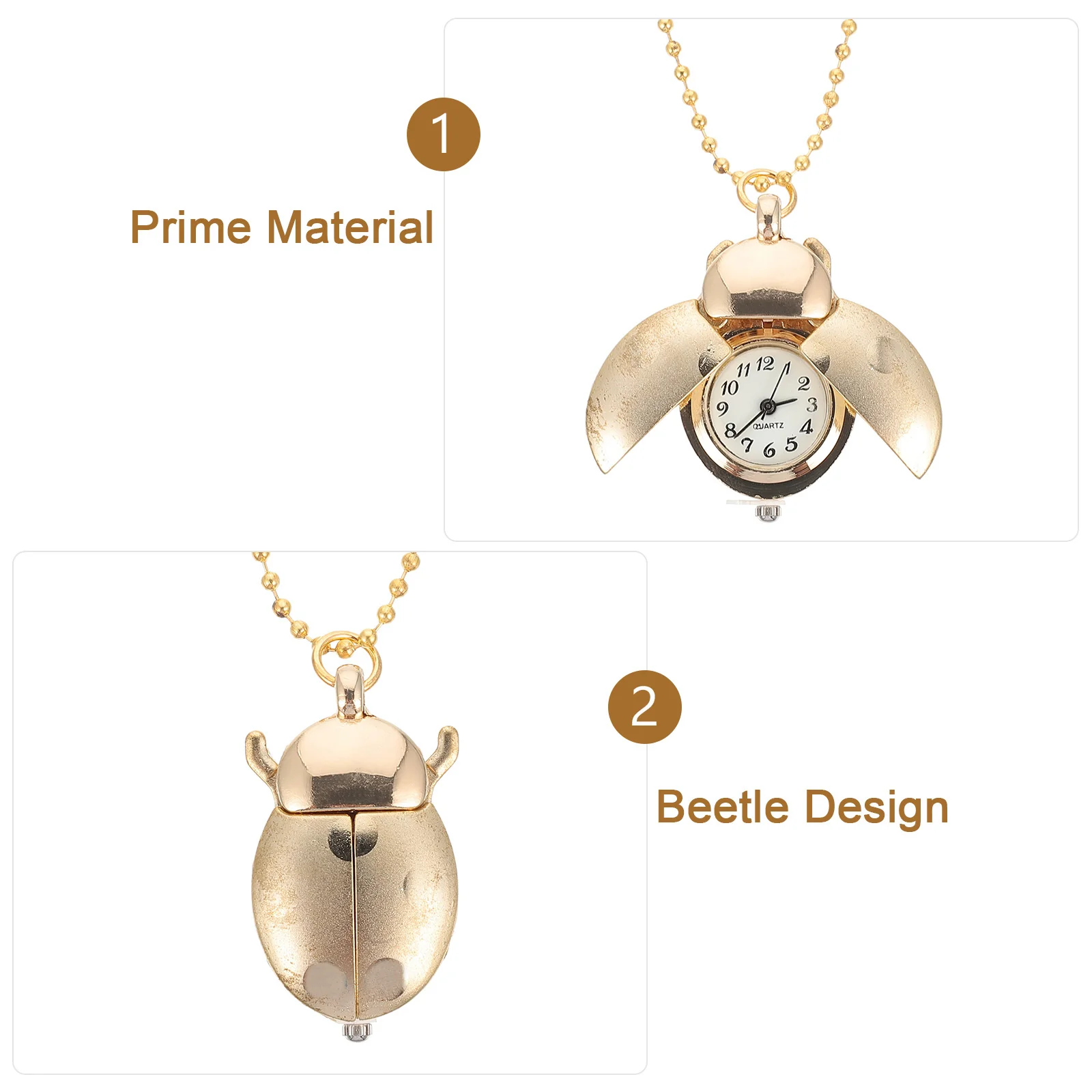 

Pocket Watch Retro Hanging Vintage Quartz Beetle Designed Pendant Shaped Watches Gold Chain Decorative Gifts