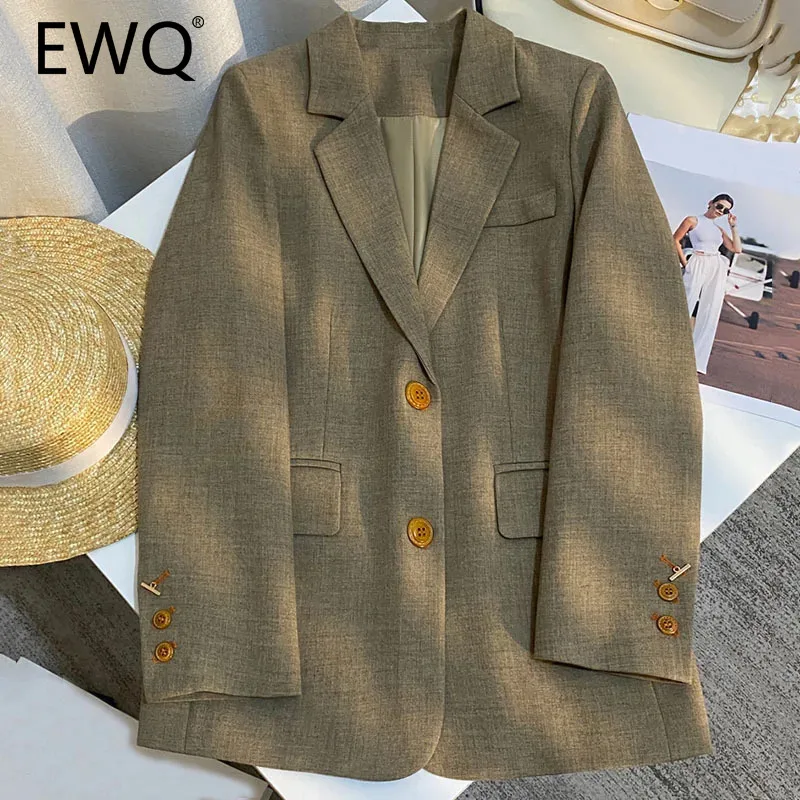 

EWQ Fashion Solid Blazer For Women Office Lady Notched Long Sleeve Single Breated Versatile Coat Clothing 2024 Autumn New 27X532