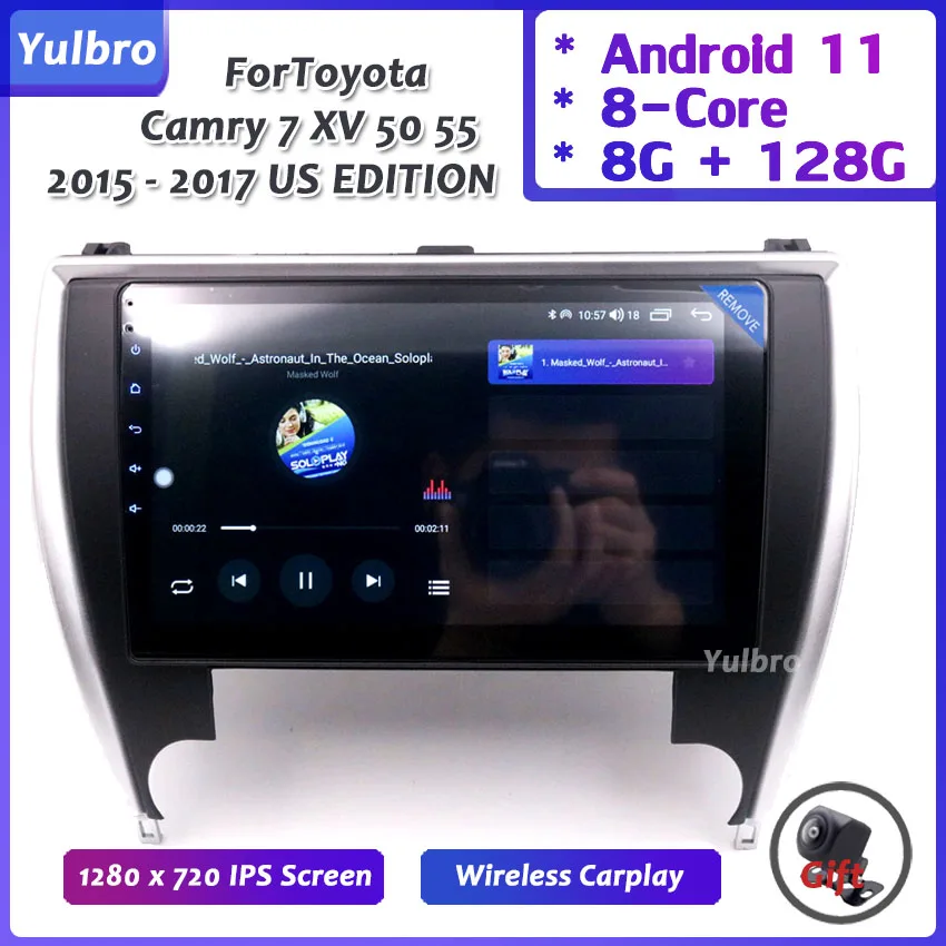 For Toyota Camry 7 XV 50 55 2015 - 2017 US EDITION Android11 Radio Car Multimedia Player Vehicle Gps Touch Screen Stereo Carplay