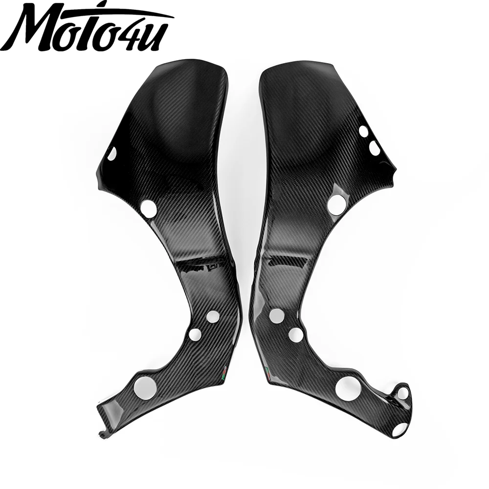 MOTO4U Real Carbon Fiber Frame Covers Panels Protectors Guards For Kawasaki ZX10R  2011 2012 2013 2014 2015 2016 2017 2018-2022