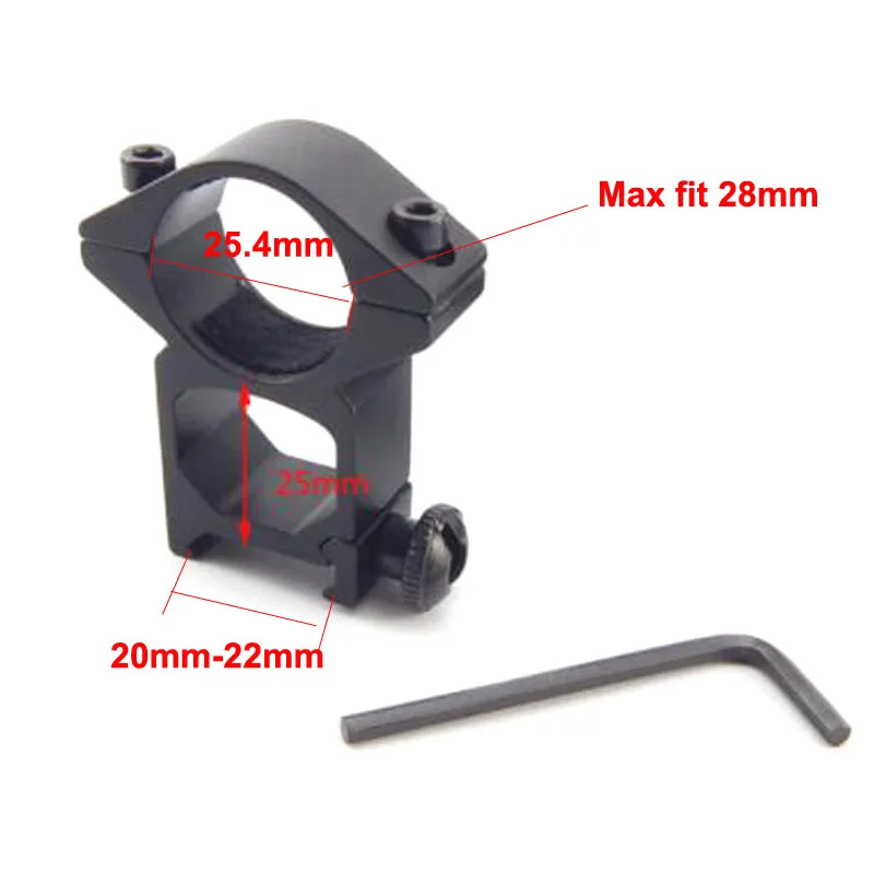 Pair Hunting Rifle Scope Mounts Ring for Dia 25.4mm Tube Scopes 20mm Dovetail Picatinny Rail Tactical Flashlight Mount