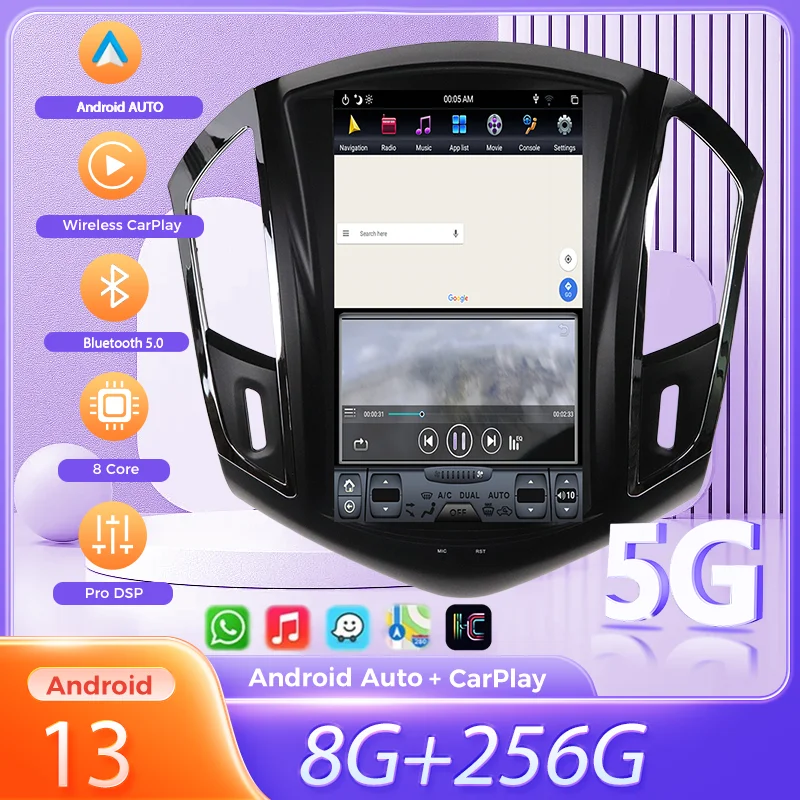 

Android 13.0 11.8" Full Touchscreen Car Radio Multimedia Player for Chevrolet Cruze 2012-2014 with CarPlay Support