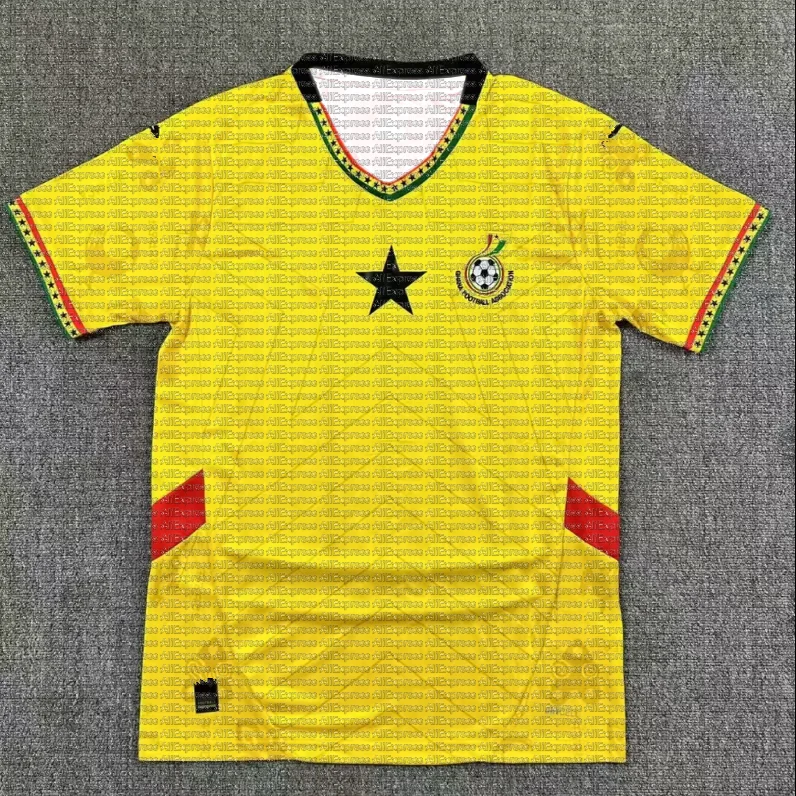 2025 موسم المنتخب الوطني الأفريقي غانا المنزل جيرسي قصيرة الأكمام أعلى كرة القدم الرياضية جيرسي سريعة الجافة ثلاثية الأبعاد مطبوعة عارضة جيرسي