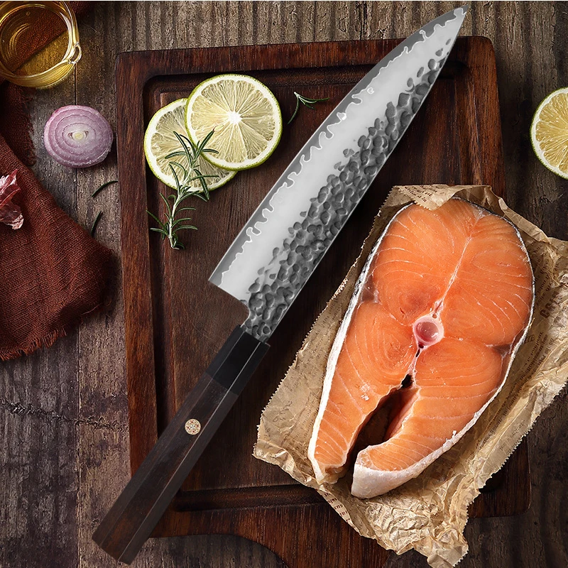 8Cr14Mov Steel Santoku Knife Fish Fillet Raw Peeling Slicing Knife Wooden Handle Japanese Salmon Sashimi Petty Knife